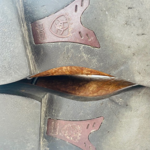 Ariat Brown Leather Square Toe Embroidered Cowboy Boots Mens US 9D Western Work - Picture 14 of 16